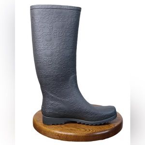 UGG Women's Wilshire Logo Gray Rain Boots Sheepskin | Size 8